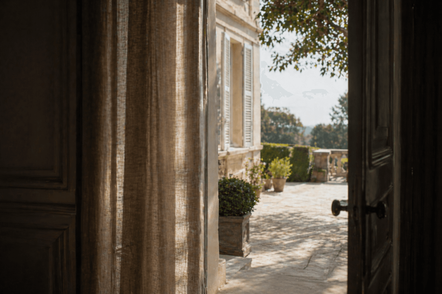 Elegant entrance slightly open, suggesting the beginning of a thoughtful investment decision.